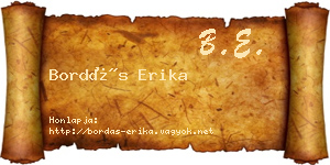 Bordás Erika névjegykártya