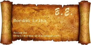 Bordás Erika névjegykártya